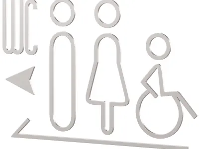 Restroom Directional Door Signs 6 3D model
