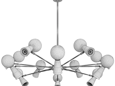 ABELINA modern brass chandelier with glass balls Low-poly 3D model