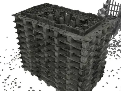 Destroyed town 3D model