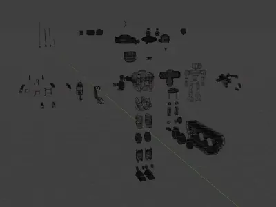 Robot Kitbash Hard Surface and Sculpted Mechs and Derelicts 3D model
