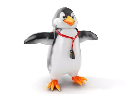 Animated Penguin Character Model Rigged and Animated Low-poly 3D model