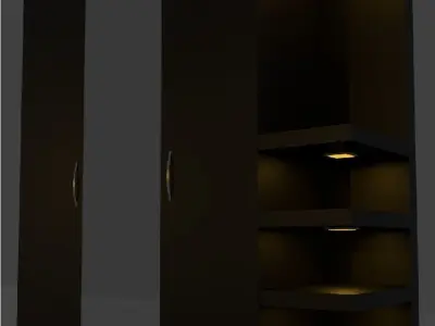 Wardrobe cabinet with shelves and lights Free 3D model