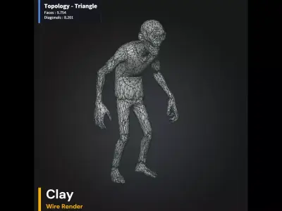 Stylized Zombie Character - Game Ready PBR Asset - AI Low-poly 3D model