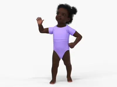  One Year Old Black Girl in Bodysuit Rigged 
