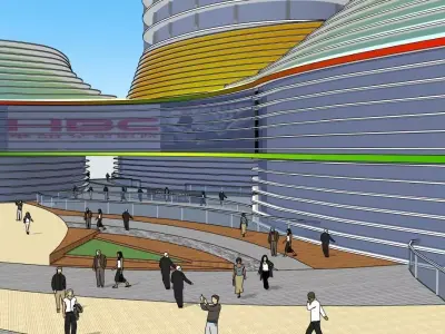 Parametric Podium Tower Complex SketchUp Model Low-poly 3D model