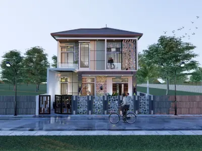 2 Floor Minimalist House Design Full Interior  3D model