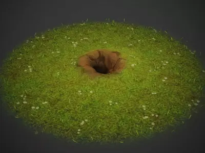 Cartoon Rabbit Hole in The Ground 3D Model Low-poly 3D model