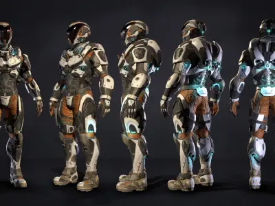  Lunar Suit PBR Sci-Fi Character 