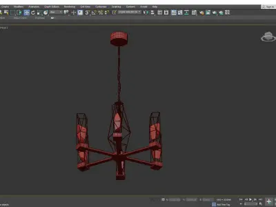 BERGER gold chandelier with glass shades Low-poly 3D model