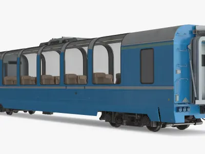  Observation-Class Train Car with Luxury Seating Blue with Interior 
