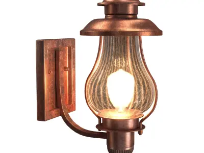 Rustic Exterior Wall Lantern Bronze Outdoor Post Light 3D model