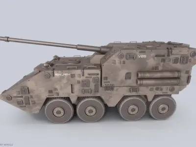 Advance Military Artillery Vehicle Low-poly 3D model