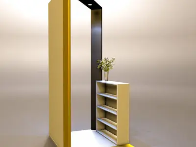 Booth gold and display stand 3D model