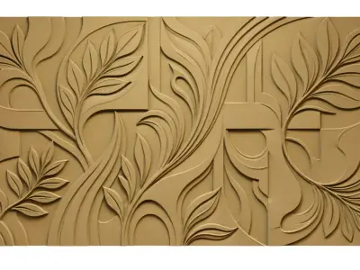 Modern Abstract Relief Panel Wall Decor Set STL Mural CNC 328 3D model