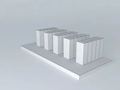 Raised Floor 2ft x 2ft tile with cabinet layout 3D model