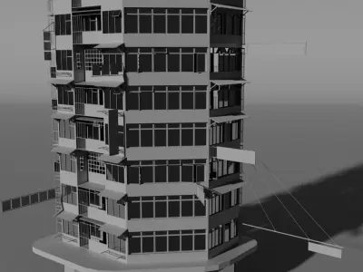 Hong Kong Building Low-poly 3D model