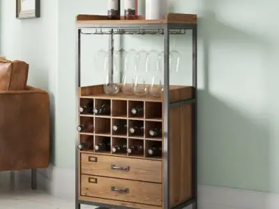 Brown Finley Bottle Wine Cabinet 3D model