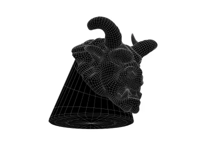 Monster Head Sculpture v1 002 Low-poly 3D model