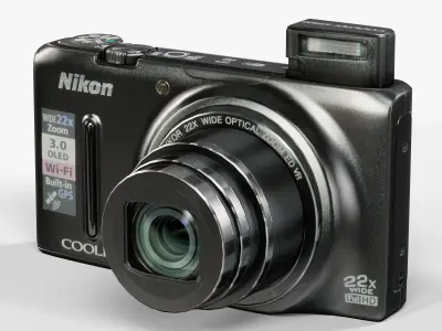 Nikon Coolpix S9500 compact digital camera Low-poly 3D model