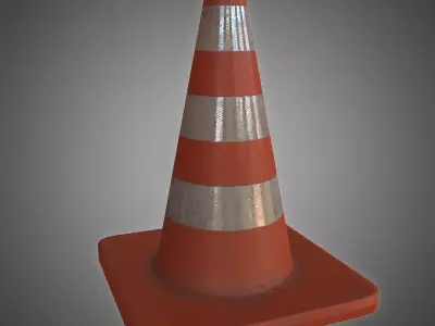 Traffic Cone Low-poly 3D model 18