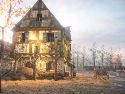 Medieval Village 4 Low-poly 3D model