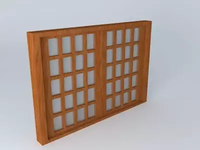 janelaedson wooden door with glass panels Free 3D model