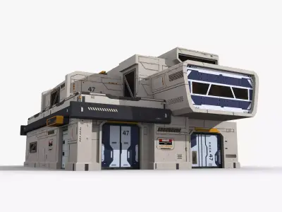 Factory Industrial Sci Fi x8 Low-poly 3D model