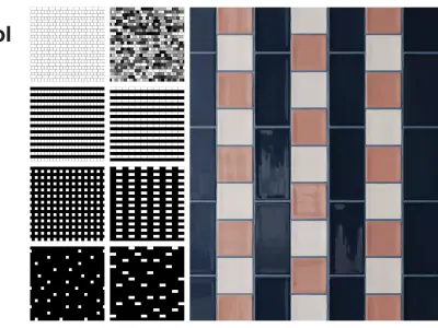 Subway and Square Tiles in English Bond Layout Texture