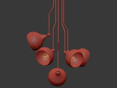 Hanna gold and pendant light 3D model