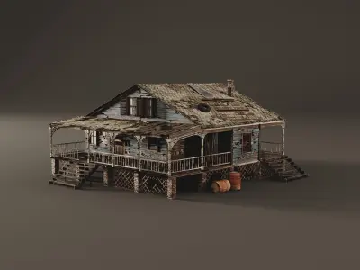 The Blue House Low-poly 3D model