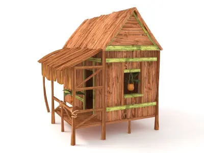 Wooden Tropical House 3D model