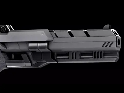 Futuristic Cyberpunk Plasma Handgun Low-poly 3D model