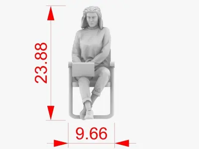 Woman with computer 3D print model