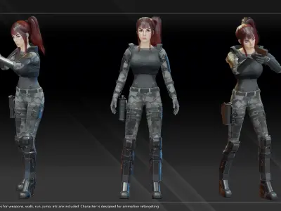 Scifi Scout Liz Low-poly 3D model