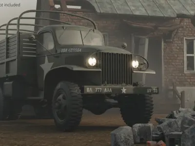  GMC CCKW-353 Military Truck with Open Cargo Frame Green Vintage 