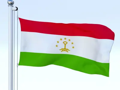 Animated Tajikistan Flag Low-poly 3D model