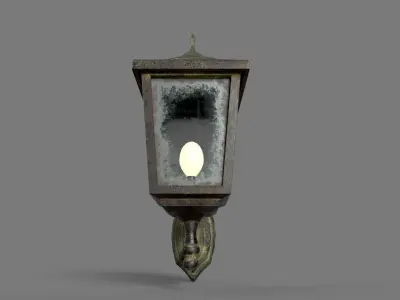Old Rusted Outdoor Wall Lamp Low-poly 3D model