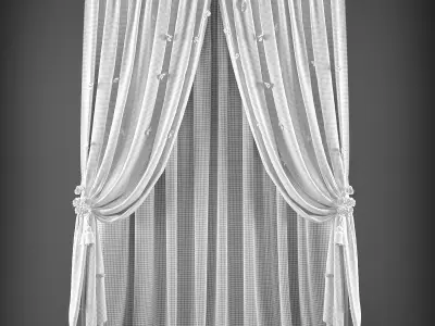 Curtains curtain with bows Low-poly 3D model