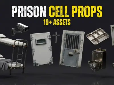  Prison Cell Props 10 Game Ready  Low-poly 3D model