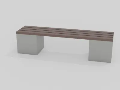 Outdoor Wooden Bench 5 Low-poly 3D model