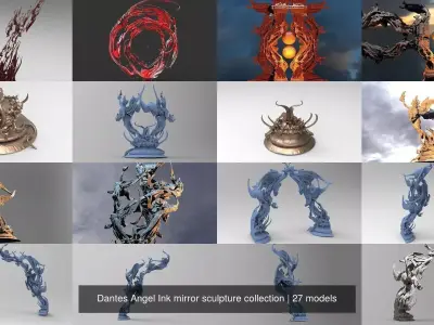 Dantes Angel Ink mirror sculpture collection 3D Model Pack