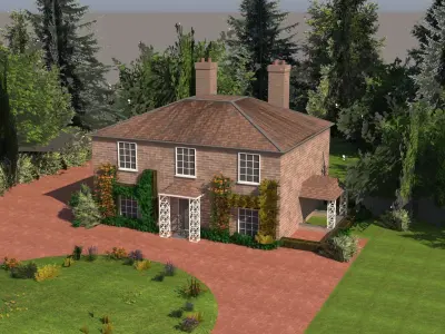 Classic English cottage 3d model Low-poly 3D model