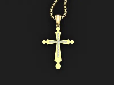High Cross Pendant Light Gold 18K 3CP036 3D print model