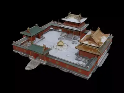  courtyard snow scenery 3D model