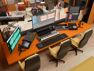 Music Studio Low-poly 3D model