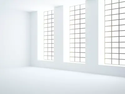 Ready to render and decorate interior high ceiling loft room 3D model