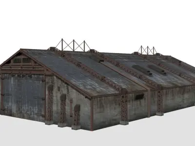 Concrete Hangar Low-poly 3D model