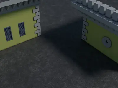 Reichsbahn Berlin Castle Plaster Yellow Low-poly 3D model