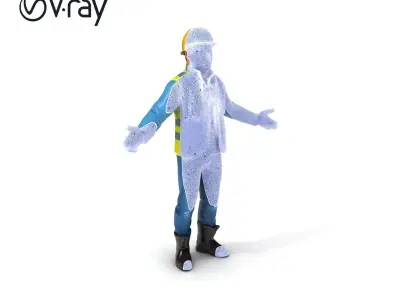 Construction Worker D Model with Safety Gear and HighVisibili... Low-poly 3D model