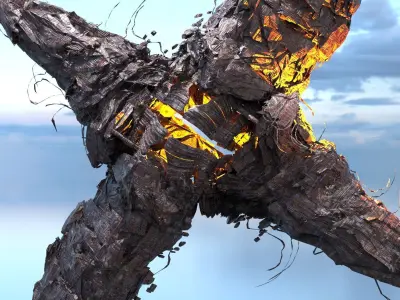 Sci fi Winter Island floating asteroid 2 3D model